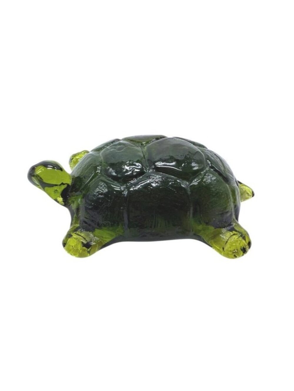 Green Glass Turtle Figurine Paperweight 4.5" Unique Handcrafted Decorative Accen